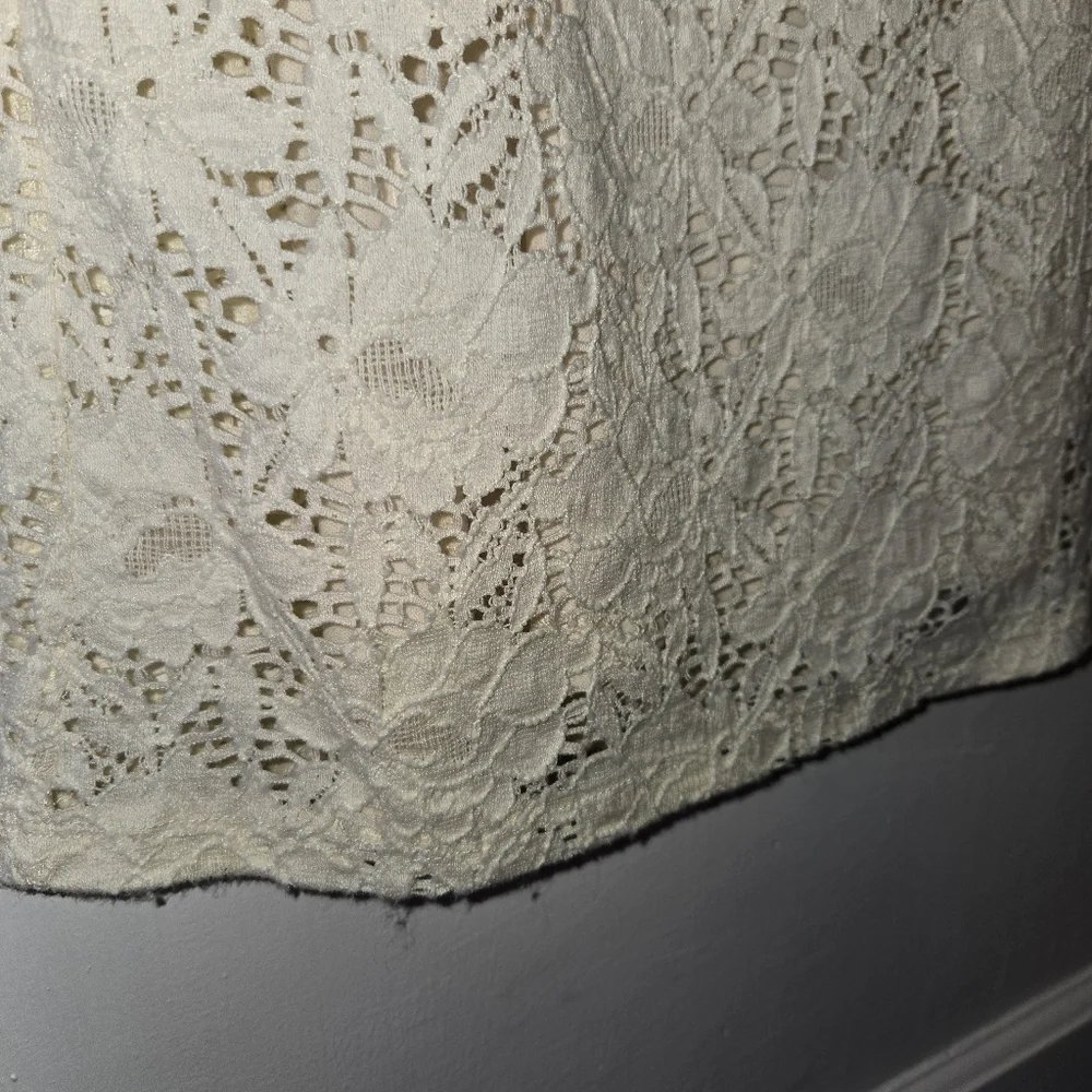 Style & Co Ivory Floral Lace Short Sleeve Top - Size S - Picture 8 of 11